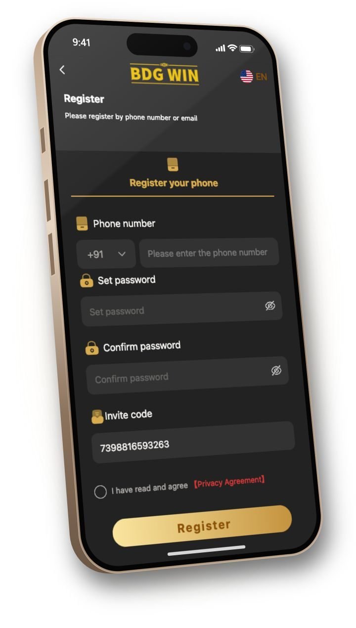 Big Daddy Game register screen with invite code 7398816593263 entered